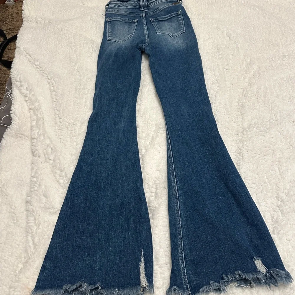 KanCan Flare High Rise Ripped Button Fly Jean - Picture 7 of 16